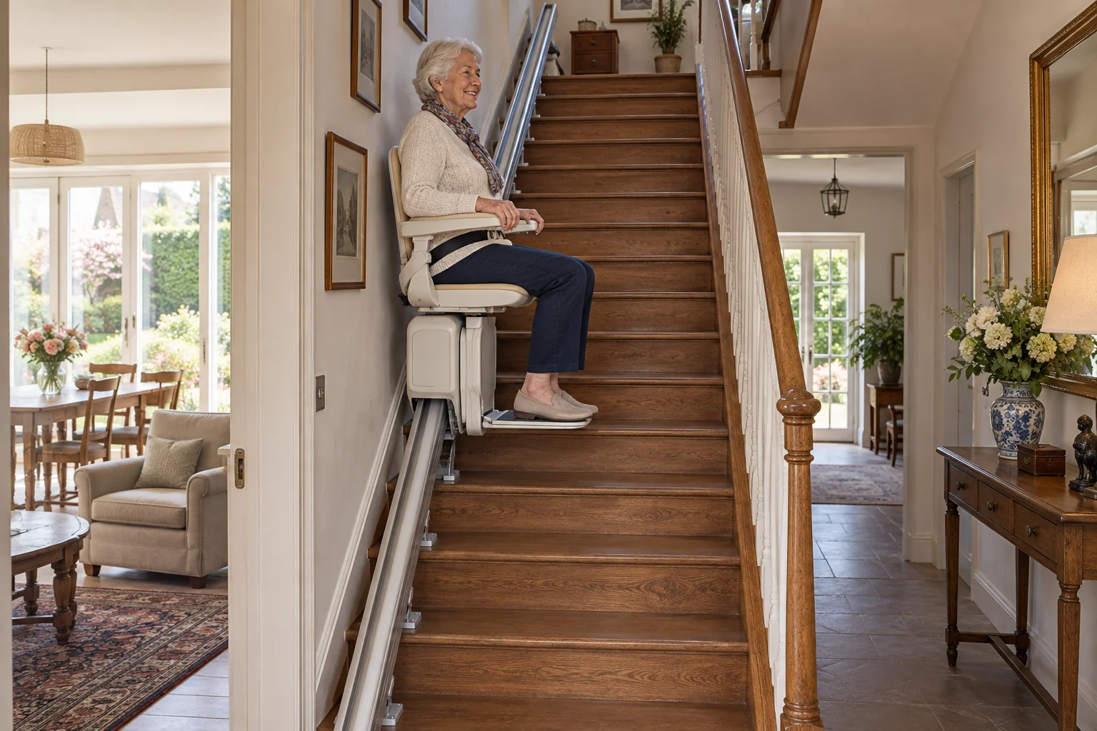 Illustration générée d’un monte-escalier dans une maison.